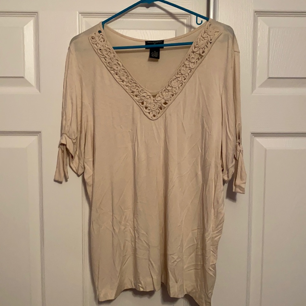 Cream Short Tie Sleeve Shirt